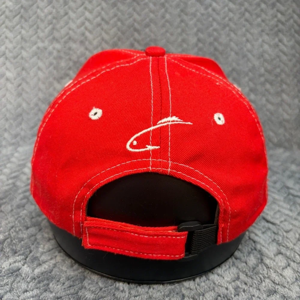 FLW Outdoors Fishing Hat Red Charcoal Grey Adjustable Baseball Cap Embroidered